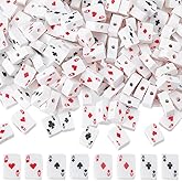 SUNNYCLUE 1 Box 300Pcs Polymer Clay Beads Poker Playing Card Beads Bulk Flat Rectangle Black White Hearts Clubs Diamonds Clay Print Spacer Bead for Jewelry Making Necklace Bracelet Adult Women