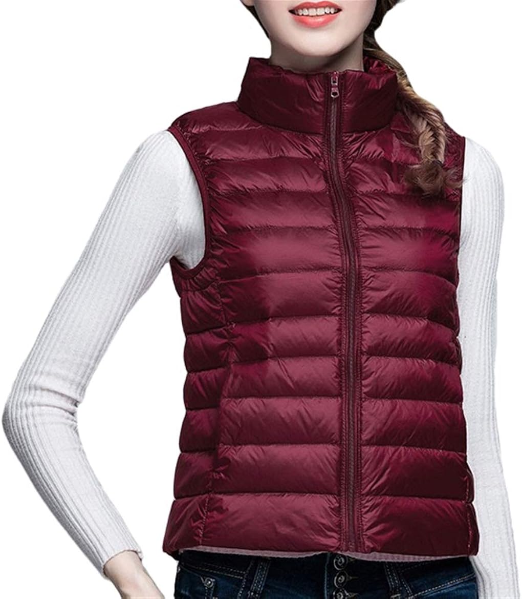 Icegrey Womens UltraLight Packable Down Vest Stand Collar Zip Quilted