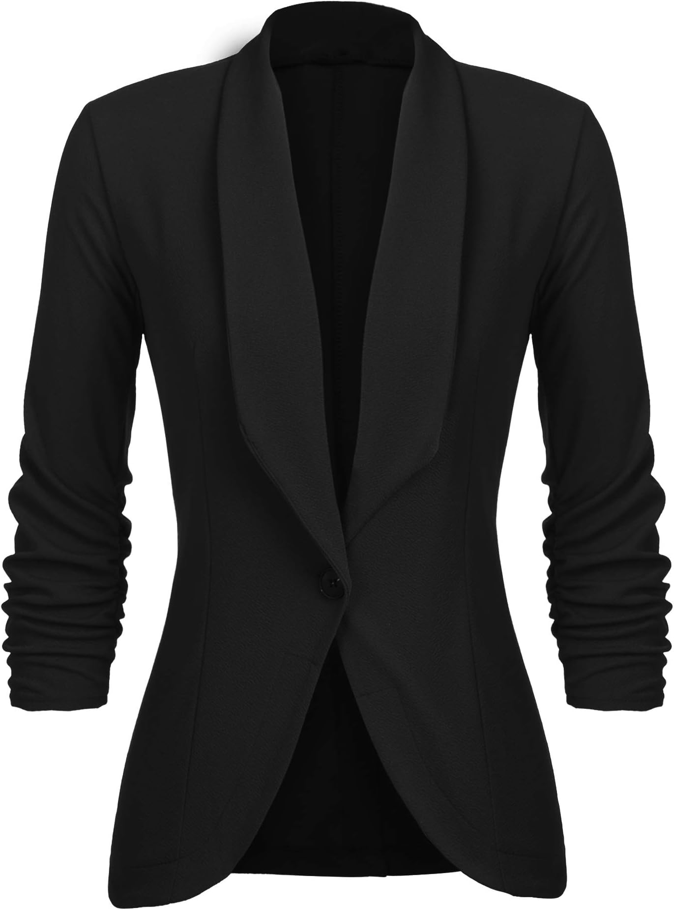UNibelleWomen's Blazers 3/4 Ruched Sleeve Suit Jackets Open Front Lightweight Casual Blazer Jackets
