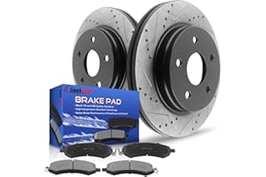 GEEKSTOP Front Brake Rotors and Pads for 2011-2018 Ram 1500, 2006-2010 Dodge Ram 1500, 2007-2009 Dodge Durango/Chrysler Aspen Drilled and Slotted E-Coating Disc Brake Rotors Ceramic Brakes Pads