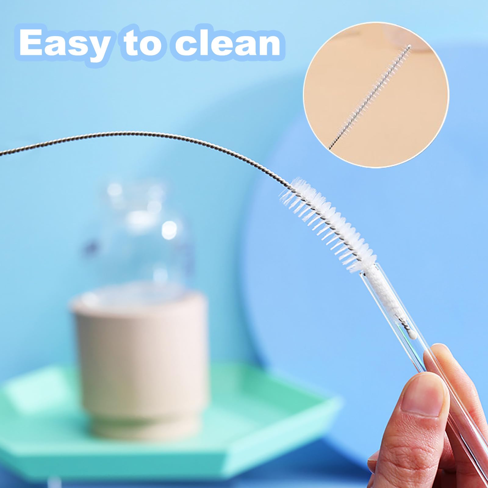 6 Pack Straw Cleaner Brush for Stanley, Reusable Extra Long Straw Cleaner for 40/30/20 oz Stanley Mug, 10mm Wide Drinking Straws Cleaning Brush for Sippy Cup, Water Bottle and Tubes