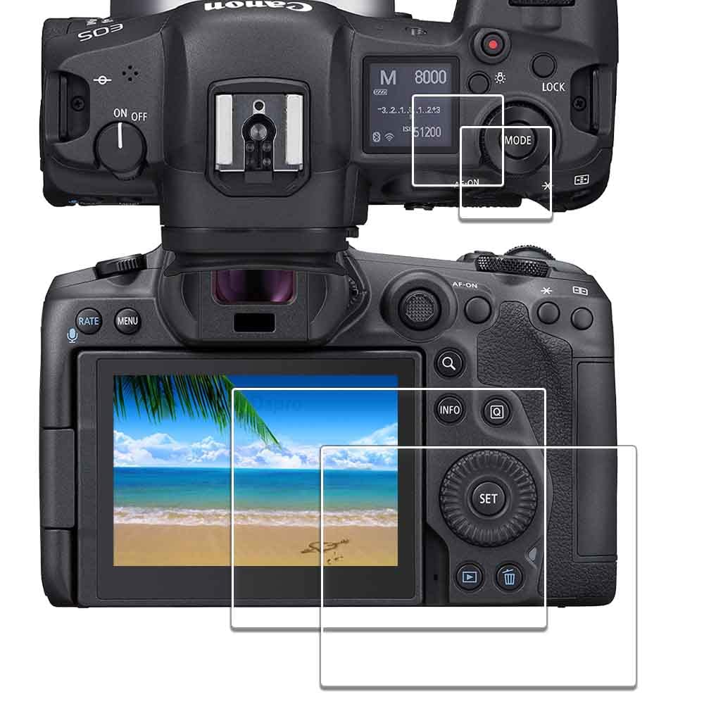 iDaPro [2Pcs Screen Protector for Canon EOS R5 /EOS R1/EOSR5 /EOSR1+[2Pcs] Top Glass Screen Protector,Tempered Glass,9H Hardness,Anti-Scrach,Anti-Bubble,Easy Installation