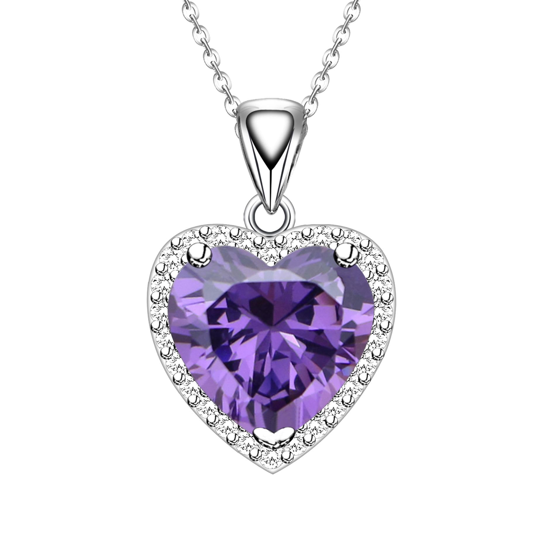 Love Heart Pendant Necklaces for Women Girls Cubic Zirconia Birthstone Gift Valentine's Day/Mother's Day/Christmas/Anniversary/Birthday Gift for Mother/Wife/Friend/Daughter/Lover Wedding/Prom/Party Necklace Pendant