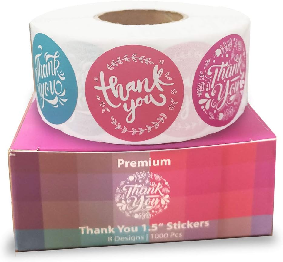 Howcrafts Thank You Stickers Roll of 1000, 8 Designs, 1.5 Inch | Thank You Stickers Small Business Supplies | Thank You for Your Purchase Stickers for mailers Poly Bags polymailers: Arts, Crafts & Sewing
