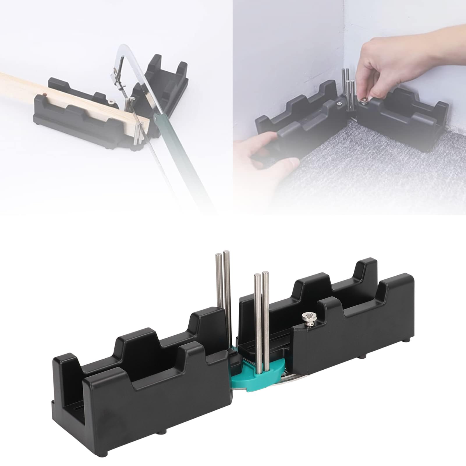 DEWIN Miter Angles Cutting Tool,2 in 1 ABS Black High Accuracy Wear Resistance Measuring Template Instrument