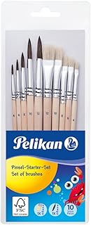Pelikan 700405 Pinsel Starter-Set mit 5 Haar- und 5 Borstenpinseln