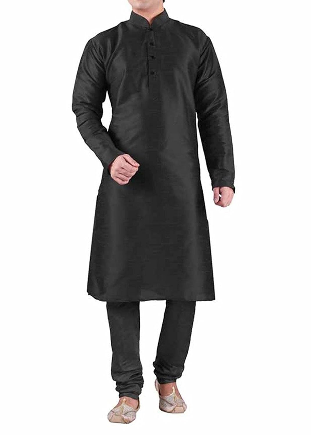 modern garments men's black dupioni silk kurta pyjama
