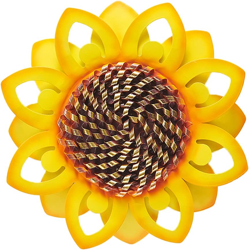 Plaques & Wall Art - Sunflower Metal Flowers Wall Decor Metal Art,Decorations Hanging for Indoor Outdoor Home Bathroom,Kitchen,Dining Room,Bedroom Porch Hallway Or Wall Sculptures/Home Fall Decor(12 inches)