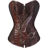 Sapubonva Steampunk Corset bustier leather basques women burlesque pirate halloween