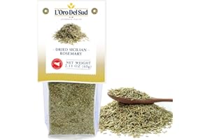 Dried Rosemary leaves, Sicilian Dry Rosemary sprigs, 2.11 oz (60 g), Whole Rosemary Herb and Spices, Seasoning, Non-GMO, Product of Italy, L'Oro Del Sud