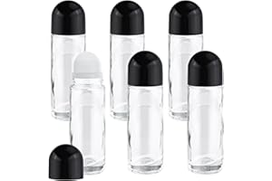 Lokusel 6 Pcs Clear Glass Roller Bottles Deodorant Roll On Bottles Essential Oil Roller Bottles Perfume Sample Bottles Deodorant Containers (70ml/2.3oz)