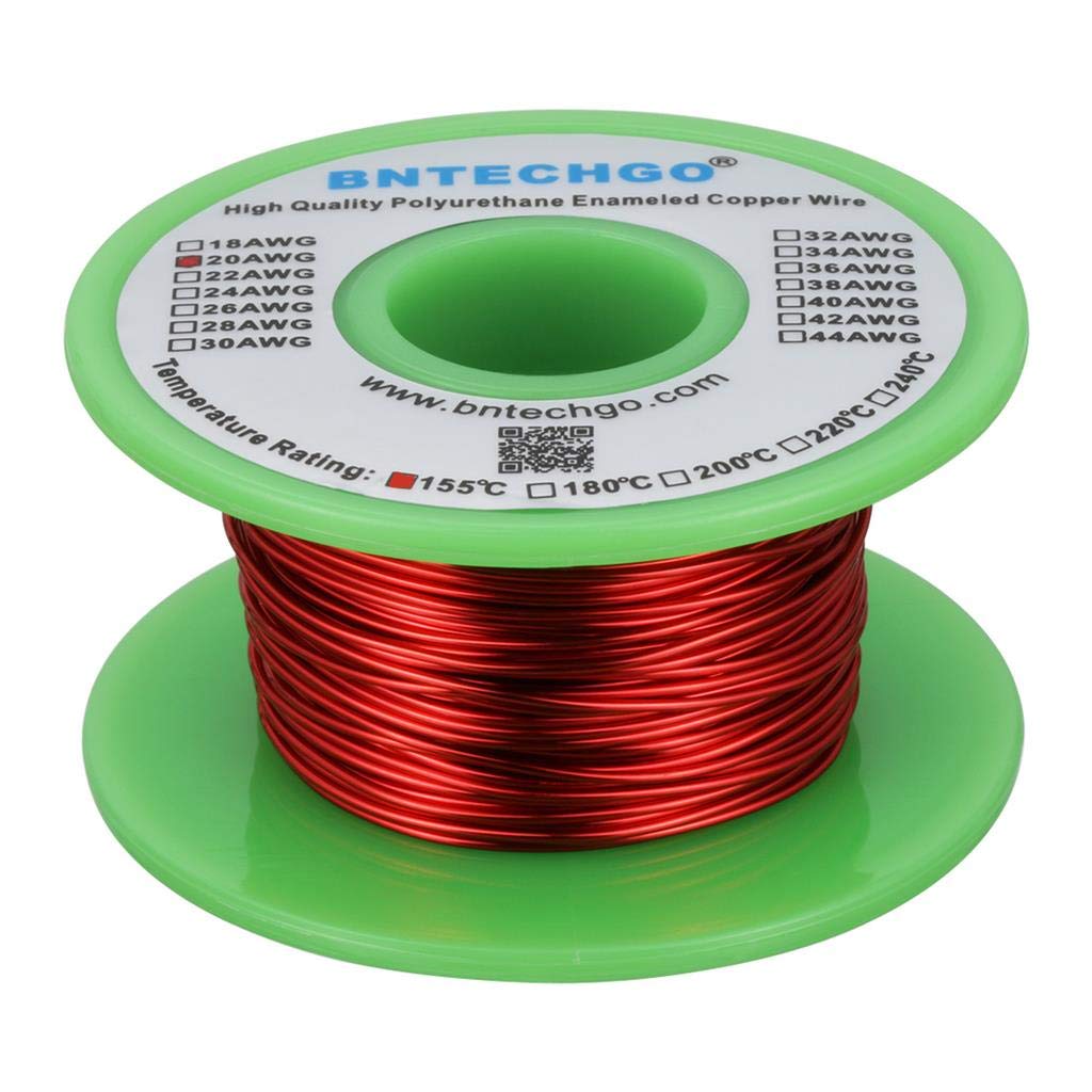 BNTECHGO 20 AWG Magnet Wire - Enameled Copper Wire - Enameled Magnet Winding Wire - 4 oz - 0.0315" Diameter 1 Spool Coil Red Temperature Rating 155℃ Widely Used for Transformers Inductors