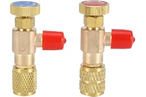 eecoo 2pcs Liquid Safety Valve, Copper Safety Valve for R410A R22 Air Conditioning Refrigerant 1/4" Safety Adapter Refrigerant Accessories Filling Valve Charging Valve