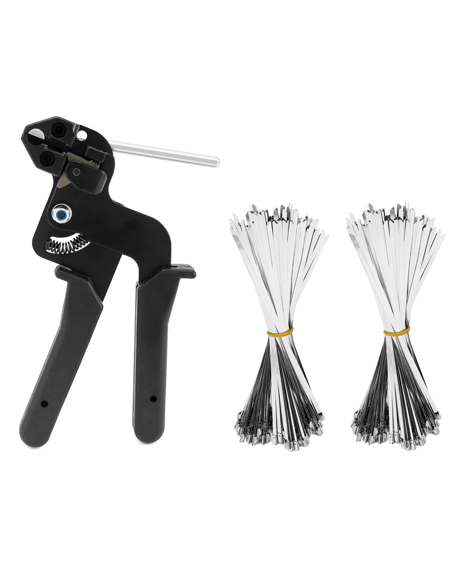 QWORK Cable Tie Gun, Stainless Steel Cable Tie Tool Metal Zip Tie Tightener, with 200Pcs 4.6 * 250mm Stainless Steel Cable Ties, Zip Tie Tool — image 1