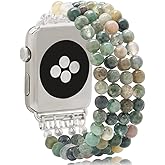 KAI Top Beaded Bracelet Compatible with Apple Watch Band 38mm 40mm 41mm 42mm 44mm 45mm 46mm 49mm, Natural Stone Beaded Elastic Stretchy Replacement Band for iWatch Ultra SE Series 10 9 8 7 6 5 4 3 2 1