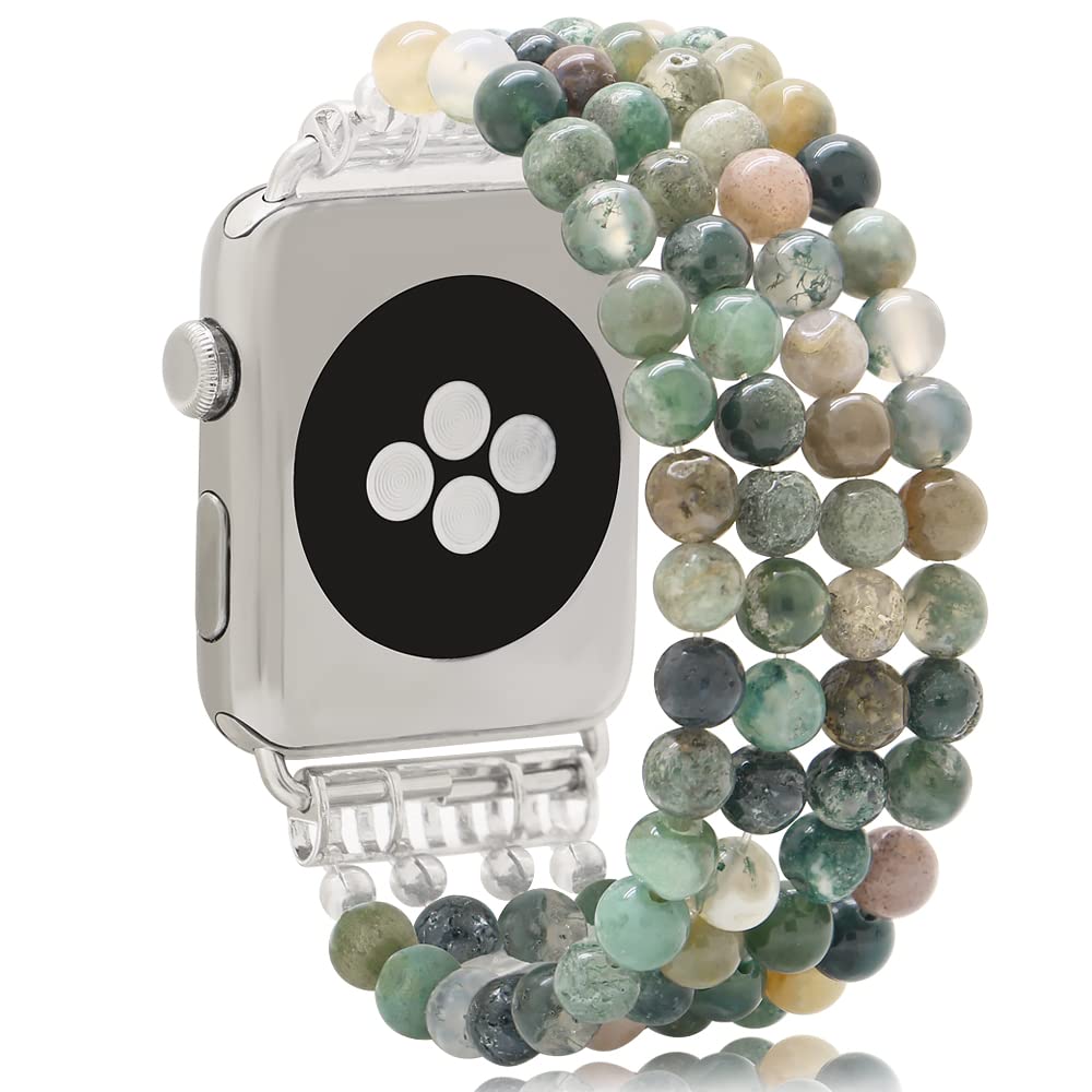 Photo 1 of KAI Top Bracelet Band Compatible with Apple Watch Band 38mm/40mm/41mm/42mm(S10) for Women, Natural Stone Beaded Elastic Stretchy Replacement Strap for iWatch Ultra SE Series 10 9 8 7 6 5 4 3 2 1