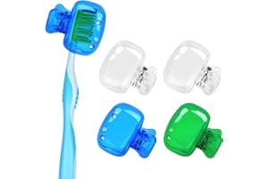 Eaezerav 4 Pack Toothbrush Covers Caps, Toothbrush Protector Toothbrush Coverings Clips Portable Plastic Toothbrush Head Case for Travel, Business, Camping, School, Home
