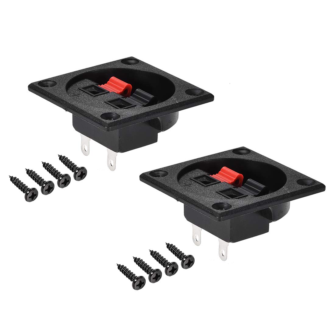 sourcing map 2 Ways Spring Speaker Terminal Clip Push Release Connector Audio Cable Terminals Strip Block Black Red WP2-7 2Pcs