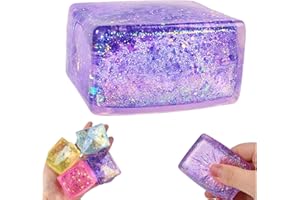 Glitter Ice Cubes - Ice Cube Squish-y for Adults,Icecube Squishies Malt Sugar Stress Balls,Fun Squeeze Ball for Stress Relief