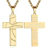 GLITTO Basketball Cross Necklace for Boys Men, Stainless Steel Bible Verse Pendant Chain, Christian Religious Jewelry Gifts for Son Teen Boys