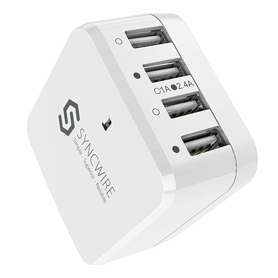 Syncwire USB Ladegerät USB Netzteil - 6,8A 34W 4-Port Smart Charge Reiseadapter mit EU/UK/US Reise Adapter geeignet für iPhon