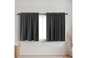 KOUFALL Small Window Blinds for Bathroom Kitchen,Blackout Keep Heat Black Out Window Coverings Heat Blocking Curtains for Bedroom,20 Inch Length Dark Gray
