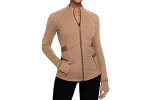 GYM RAINBOW Womens Workout Jacket Lightweight Full Zip Slim Fit Mesh Panels Yoga Running Jacket with ThumbHoles & Pockets