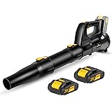 Cordless Leaf Blower, 20V Cordless Sweeper with 2 Batteries, Dual-Speed Settings, Quick Installation and 2-Section Tube Desig