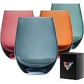 Gnimihz Colored Stemless Wine Glasses for Red or White Wine (Set of 4), 18-Ounces, Large Wine Glasses for Cabernet, Pinot Noir, Burgundy, Bordeaux (4color)