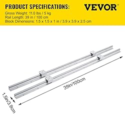 VEVOR Linear Rail, 2PCS SBR12-1000mm, Linear Guide