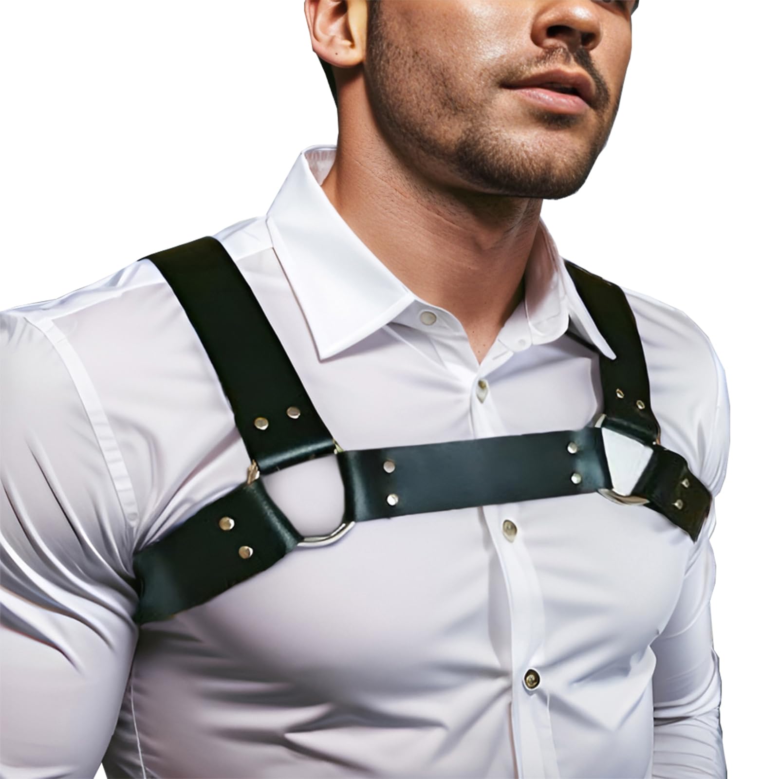 Men's PU Leather Chest Harness Strap - Adjustable Punk Gothic Bondage Style Belt For Clubwear & Costumes