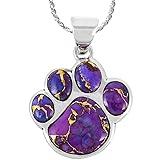 Turquoise Network Dog or Cat Paw Necklace Pendant