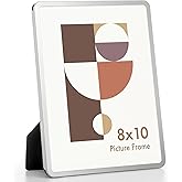 Axeman 8x10 Picture Frame-Metal Rounded Corner Frame 8x10, 8''x10''Photo Frame with Tempered Glass,Tabletop and Wall Display, One-Piece 8 By 10 Metal Picture Frame for images, Silver