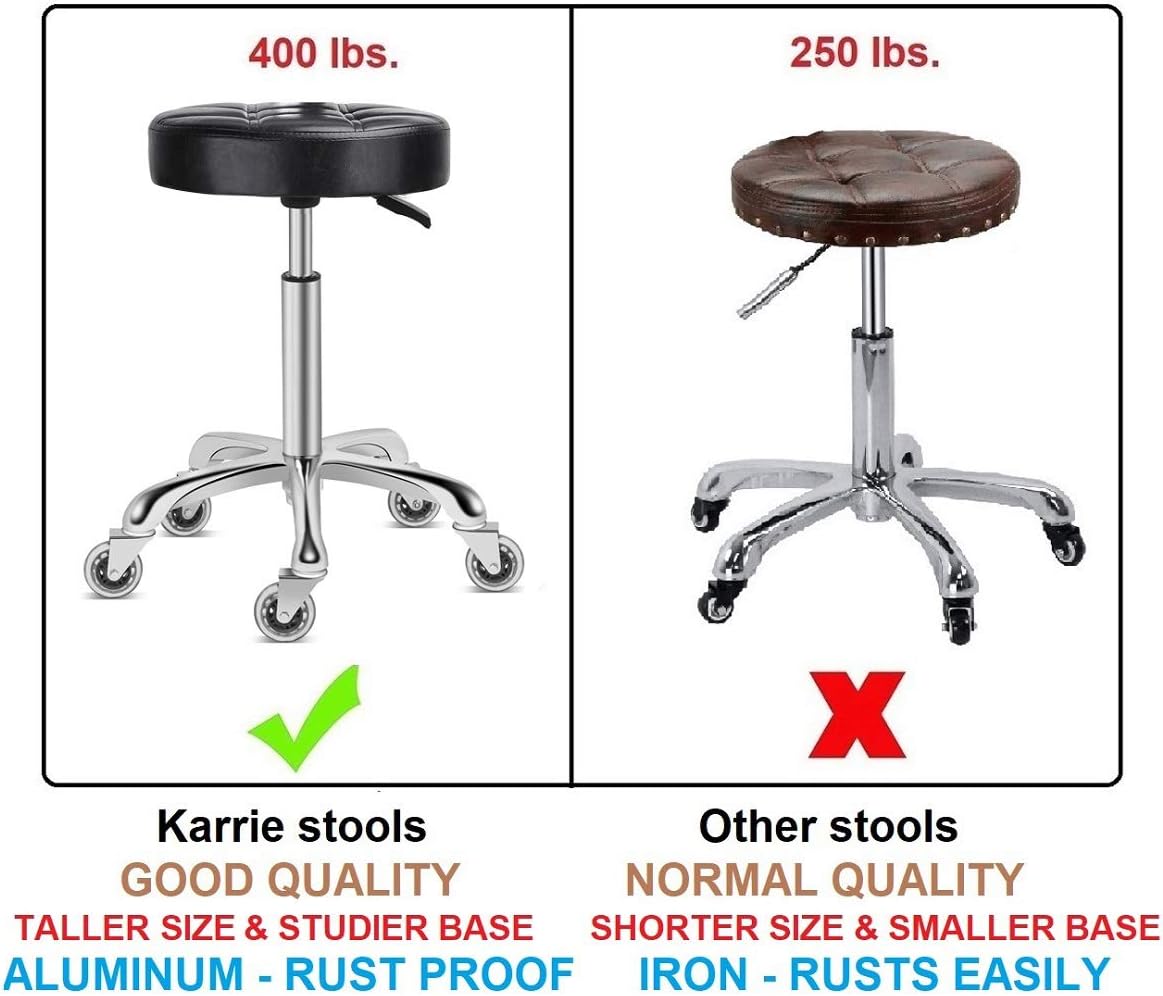 Karrie Swivel Stool Chair Adjustable Height,Heavy Duty Hydraulic Rolling Metal Stool for Kitchen,Salon,Bar,Office,Massage (Black): Furniture & Decor