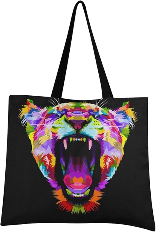 JMbuild Canvas Tote Bag Colorful Leopard Animal Print Shopping Handbag