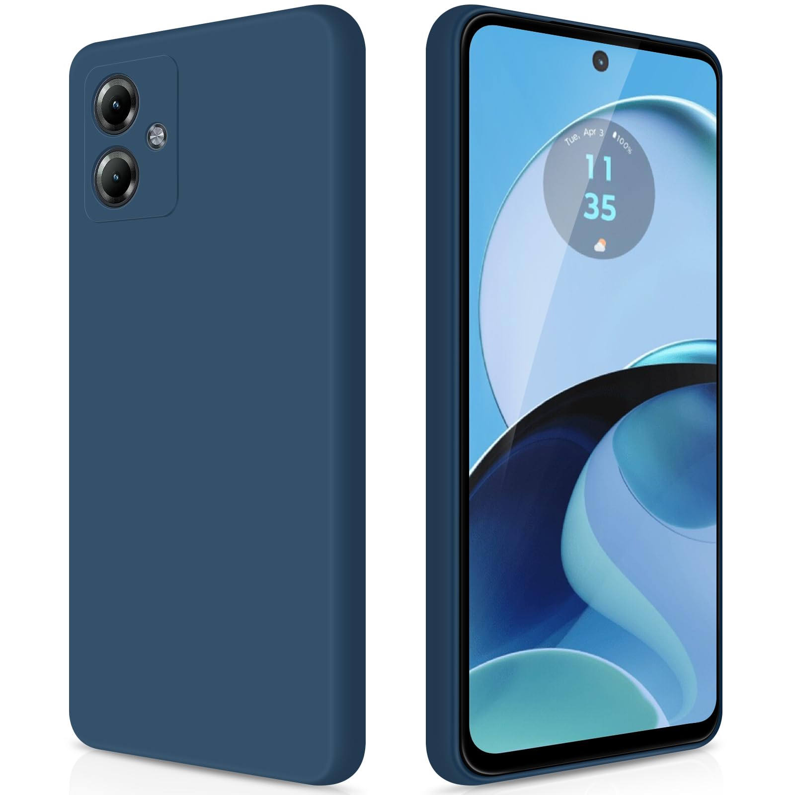 GiiYoon Case Compatible with Motorola Moto G14, Silky-Soft Touch Full-Body Protective Phone Silicone Case, Shockproof Cover with Microfiber Lining, Blue — image 1