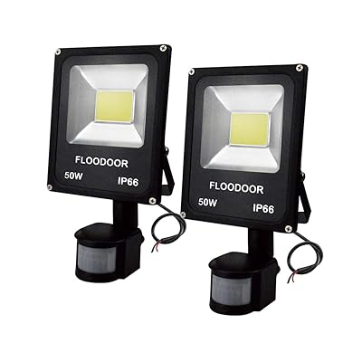 FLOODOOR Motion Sensor Light 50W 24V AC/DC Outdoor Flood Light, Daylight White, 6000K, 4500LM, IP66 Safety Waterproof Security Outdoor Light for Garage, Street and Garden(2 Pack)