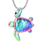 Imrsanl Sea Turtle Cremation Jewelry for Ashes Necklace Keepsake Memorial Urns Pendant Jewellery for Pets/Human