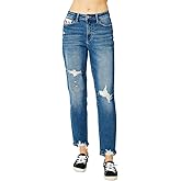 Judy Blue High Waist Queen of Hearts Coin Pocket Boyfriend Relaxed Fit Jeans