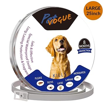 PetVogue Waterproof Flea and tick Control Collar - 8 Months Natural Non-Toxic Adjustable 25 inch Flea Collar Waterproof Protection for Medium and Small Pets Repels Fleas, Lice, Ticks, Mosquitoes