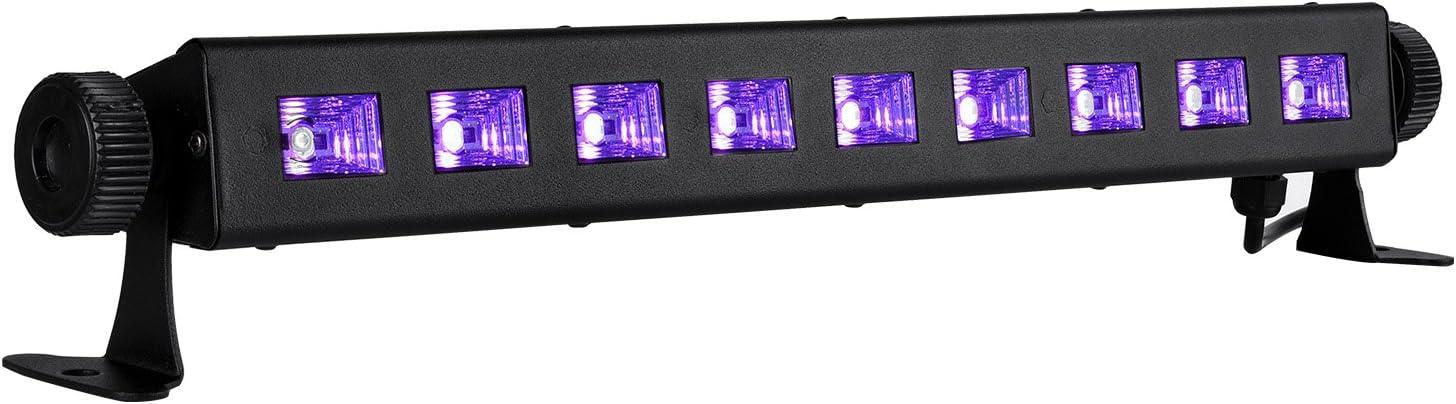 27W UV LED Black Light Fixture, 9 LED Black Lamp with Fun Atmosphere, Metallic Black UV Light Bulb for Christmas Party, Halloween, Plays, Stage lighting
