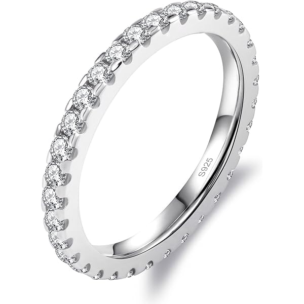 Sterling Silver Eternity Band Ring With 0.75ct Simulated Diamonds - Sizes K To S 6 thumbnail image