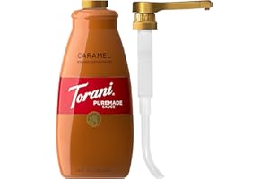 Torani Puremade Caramel Sauce for Coffeehouse Drinks and Desserts, Large 4lb Bottle, Pump Included, 64 Fl Oz