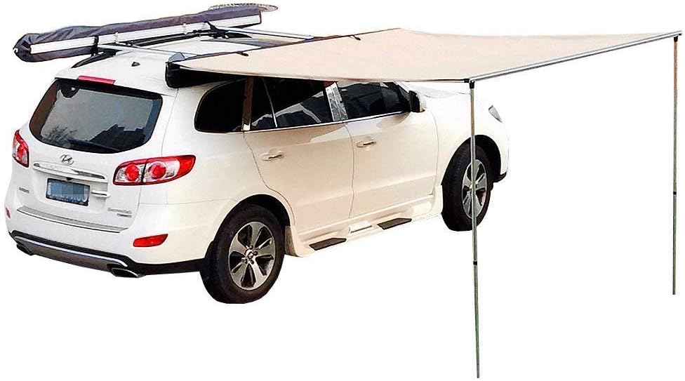SportTent 420D Oxford Waterproof Car Awing Tent Sun Canopy Awning for Car Sun Shade Shelter (Khaki, 2 * 2.5 * 1.9 M)