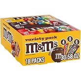 M&M'S Milk Chocolate Candy, Bulk Candy Variety Pack, Full Size, Pack of 18 | Real Milk Chocolate, Peanut, and Peanut Butter C