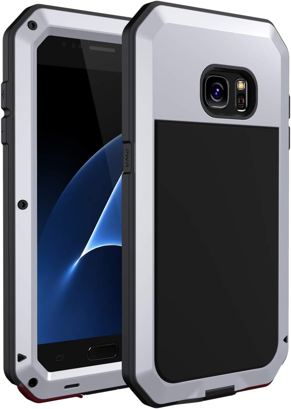 seacosmo Samsung S7 Case, Heavy Duty Shockproof Metal Case [with Built-in Screen Protector] Full-body Protection Rugged Armour Dustproof Case Cover for Samsung Galaxy S7-Silver