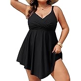 Hanna Nikole Women Plus Size One Piece Swim Dress Tummy Control Swimsuits Twist Front Bathing Suit Body Shaping Swimwear