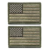 Tactical USA Flag Patch - Multitan - Velcro American Flag Embroidered Green Border US United States of America Military Uniform Emblem Patches-2 pieces