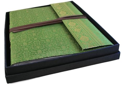 Life Arts Sari Stoff Fotoalbum Handgefertigt Large Olivegrün