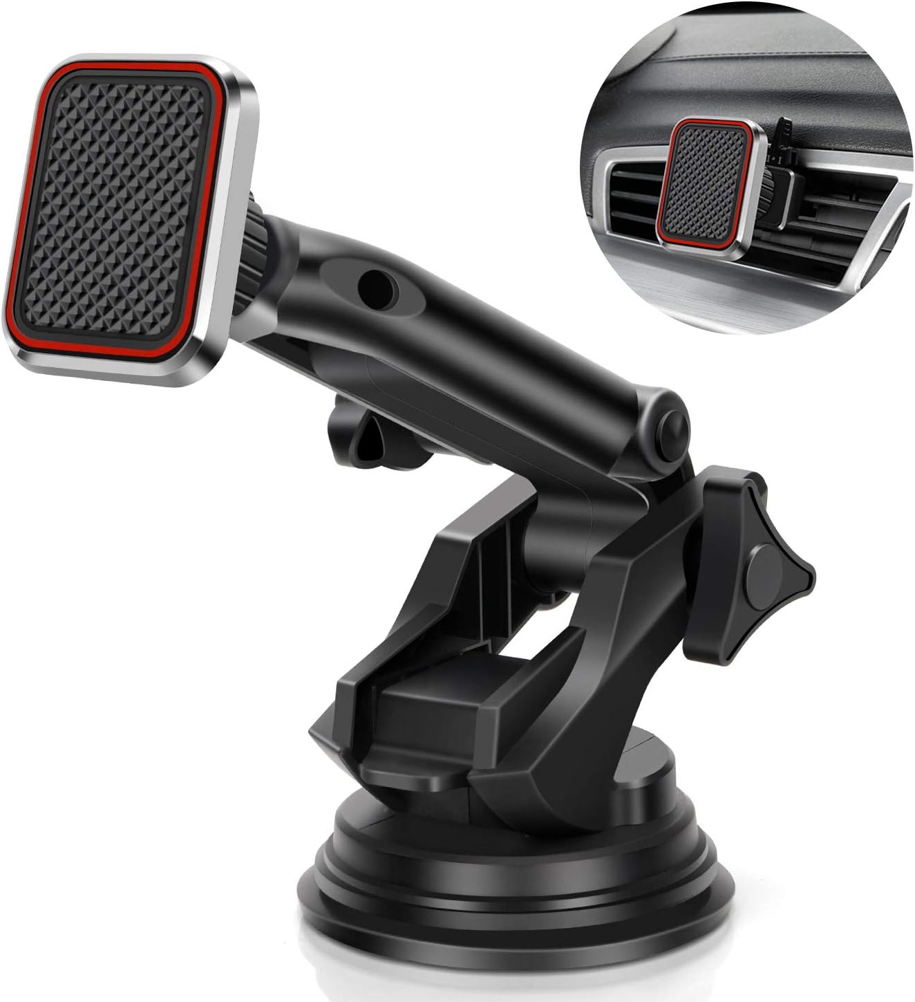 Magnetic Car Phone Mount,Cell Phone Holder for Car Dashboard Windshield Air Vent,Strong Suction Cup Cell Phone Car Mount,Compatible with iPhone,Samsung and More Smart Phones